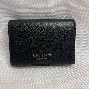 Kate Spade Black Pebble Leather Credit Card Snap Wallet